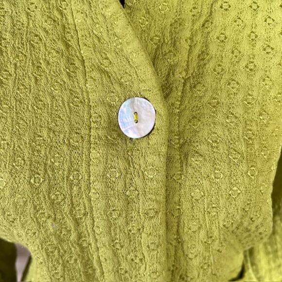 Johnny Was Collection Eyelet Button-Up Jacket – Chartreuse Green – Size Medium - Picture 4 of 9